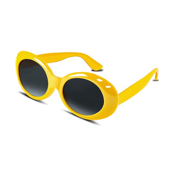 FEISEDY Sunglasses White Oval Clout Goggles for Women Men Retro