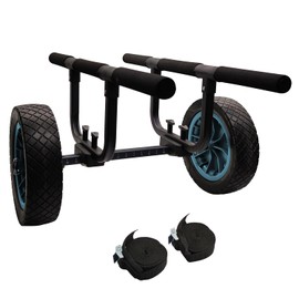 JOIERW Heavy Duty Kayak Cart, Width Adjustable Canoe Cart with 12inch Flatfree Beach Wheels Boat Dolly Cart Transport Carrier