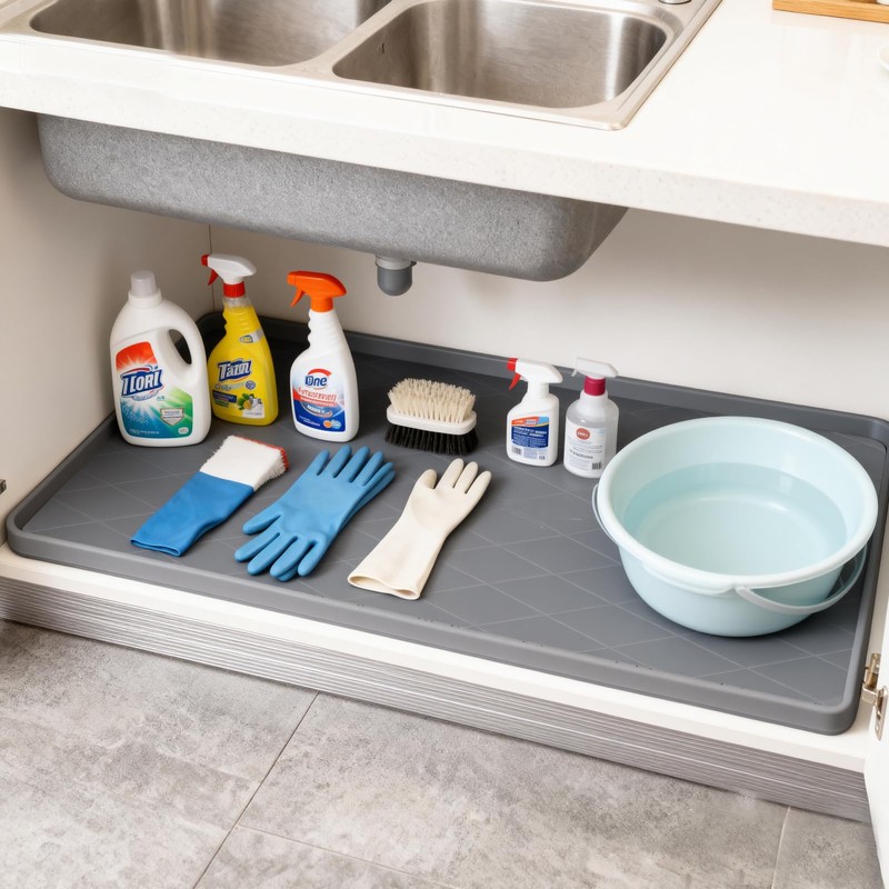 J1YL2C 34" x 22" Inch Silicone Sink Mat, Leak-Proof Cabinet