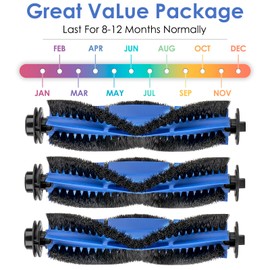 (Pack of 3) Roller Brushes Compatible with Eufy RoboVac 11S, 11S Plus MAX, 25C, G10 Hybrid, G20 G20 Hybrid, G30 G30 Hybrid, 30, 30C, 30C MAX, 15C, 15C MAX, 35C, 25C Max, G35+, G40+,G40 hybrid+ hybrid+