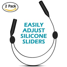 2Pack Adjustable Eyewear Retainer, maxin 16 inches No Tail Sunglass Straps, Sunglasses Holder,Sunglasses Retainer (Black)