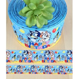 Unbranded 7/8, 1.5 & 3" (1 YD) Bluey Birthday Boy Grosgrain Ribbon Bingo Bluey Balloons  - 7/8 inch