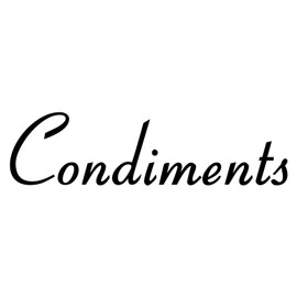 Condiments 5.5w x 1.5h Label | Kitchen Pantry Organization | Die Cut Vinyl Decal | Black Retro Font (Sticker Only)