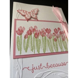 Stampin' Up! Stampin Up Card Kit Set Of 4 "Just Because” Pink Tulip Garden