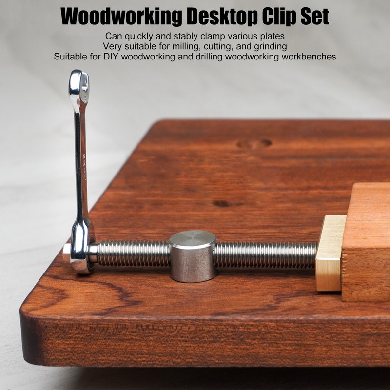 2Pcs Woodworking Desktop Clip Adjustable Workbench Fast Fixed Clamp Brass