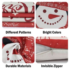 AgQrDkrc Christmas Pillow Covers 18x18 inch Christmas Decorations Snowman Xmas Tree Winter Holiday Decoration for Sofa Couch Set of 4
