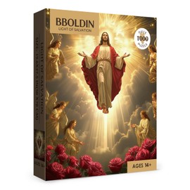 Rompecabezas inspirador de Jesús cristiano 1000 piezas para adultos, rompecabezas religioso de rosa de ángel católico, rompecabezas de flores de Pascua de Dios