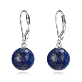 925 Sterling Silver Lapis Lazuli Leverback Earrings Dangle Drop Jewelry Gifts for Women (Lapis Lazuli)