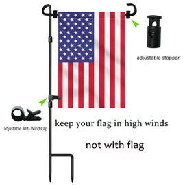 Garden Flag Stand-Holder-Pole with Flag Stopper and Clip Waterproof Powder-Coated Paint for House Flags,Decorative Yard Seasonal Flags