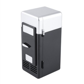 Oumij Mini USB Fridge - LED USB Refrigerator - Portable Compact Refrigerator - Drinks Beverage Cans,Refrigerator and Heater - For Home,Office, Car(Black)