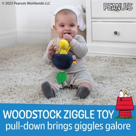 KIDS PREFERRED Peanuts Charlie Brown Toys Woodstock Baby Pulldown Ziggle Sensory Toy for Kids & Toddlers for On The Go Fun with Stroller Car Seat Loop