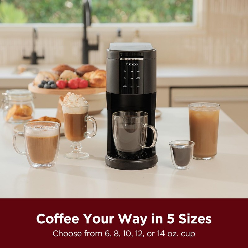 CUCKOO Single Serve Coffee Maker for K-Cup Ground Beans &