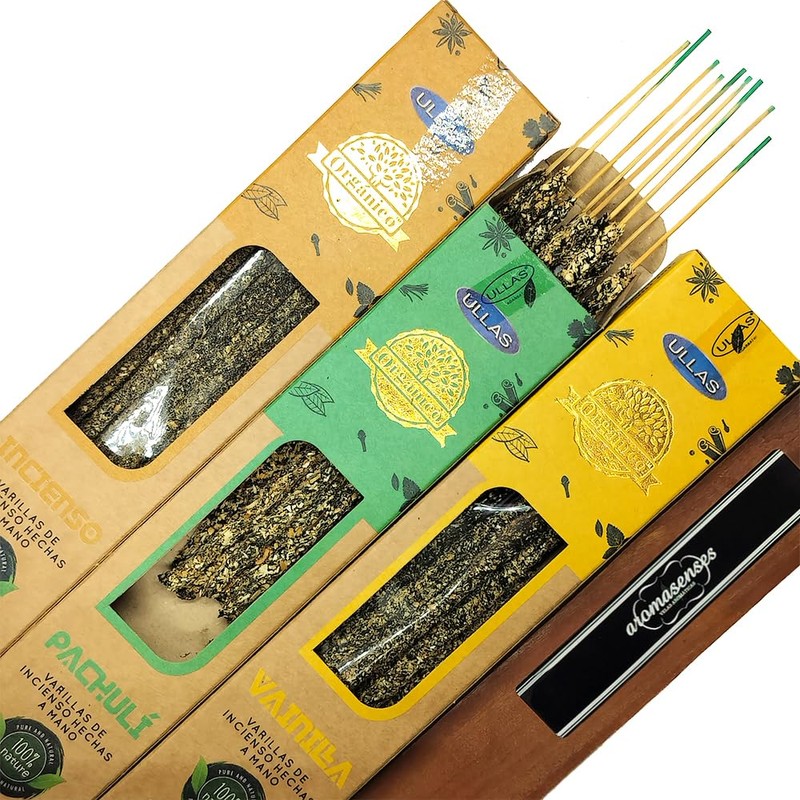 Pack of 3 Organic Natural Incense Ullas + Tablet Brand