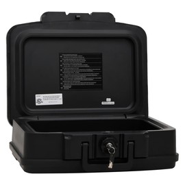 vidaXL Black Safe Box - Fireproof and Waterproof Polypropylene Safety Deposit Box with Key Lock Mechanism and Convenient Carrying Handle