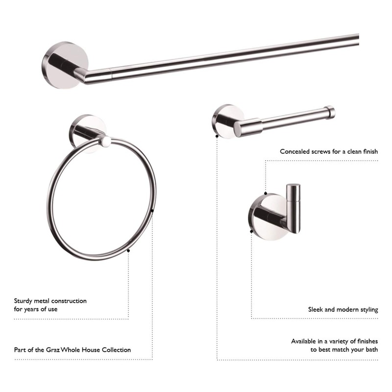 Design House 188714 Graz 4-Piece Bathroom Accessory Kit, Polished Chrome