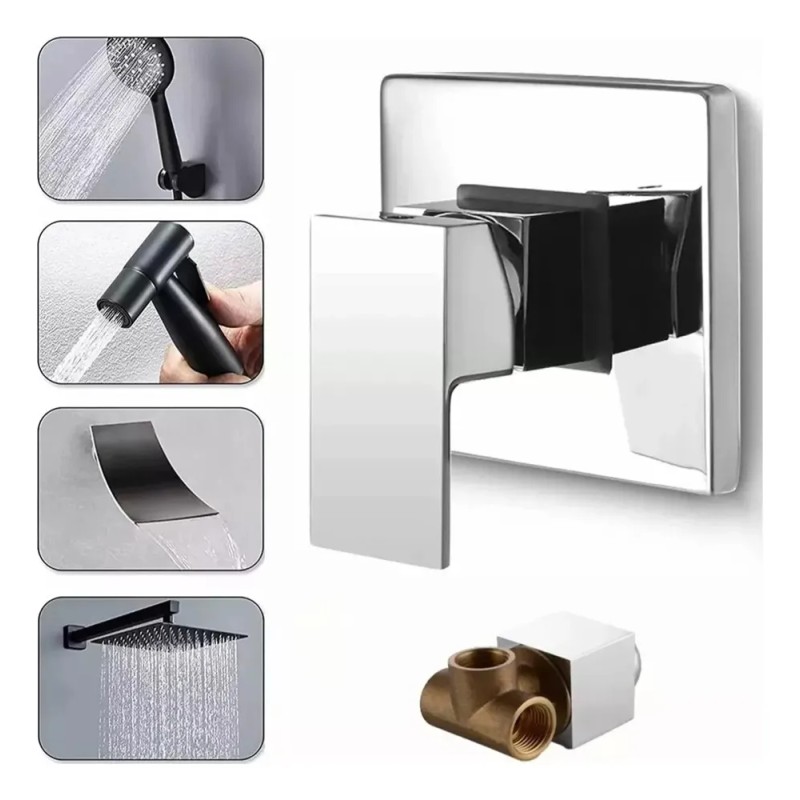 Regadera Latón Cromado Mezcladora De Baño/llave Monomando P Plateado