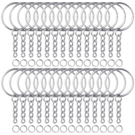 200 PCS Key Chain Making Kit Silver Keychain Rings Kit Key Chain Parts DIY Keychain Finding Kits Key Chain Attachment Key Ring with Chain and Open Jump for DIY Crafts Jewelry Making Supplies