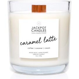 Caramel Coffee Latte Candle with Ring Inside (Surprise Jewelry Valued at $15 to $5,000) Ring Size 8