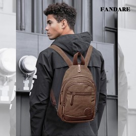 FANDARE Classic Sling Bag Backpack Students Party Outdoor Anti-Theft Large Capacity Shoulder Bag Women/Men Wear-resistant Canvas, brown, Classic
