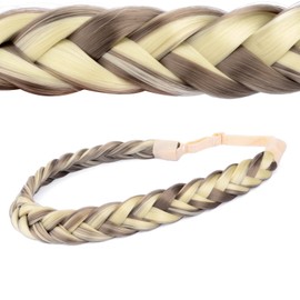 Gledola Two Strand Synthetic Hair Headband Hair Braid Natural Looking Headband for Women (Light Highlighted)