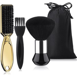 joonnair Hairdresser Set Hairdresser Accessory Set with Neck Brush, Hairdresser Brush, Beard Brush and Razor Cleaning Brush, Professional Barber Brush for Hairdressers Hairdressers Brush (Yellow)