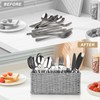 Ayiaren Gray Wicker Cutlery Silverware Holder Utensil Organizer Holder for