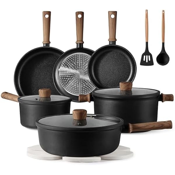 CAROTE Nonstick Pots and Pans,Cookware Set 16pcs Kitchen Cooking Sets,