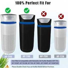 Ketofa 2 Pack AP-T45 AP-T40FL Replacement Filter Compatible with 1461901 Homedics Total Clean 5 in 1 Purifier, AP-T45, AP-T45WT, AP-T45-BK, AP-T40, AP-T40FL, AP-T40WT, AP-T40WTAR