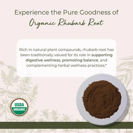 Starwest Botanicals Rhubarb Root Powder Organic - Dried Herb for Tea, Baking, & Herbal Blends, Pure Rheum Palmatum, Digestion Support, Certified Kosher, Non-GMO - 4 oz Pouch