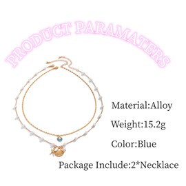 Ticome Bohemian Starfish Shell Pearl Layered Necklace Set Woman Alloy Summer Beach Surfer Vacation Chain Necklaces Jewelry Ocean Style