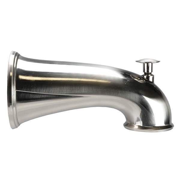DANCO Decorative Bathtub Faucet Spout with Pull Up Diverter | 6 Inch Length | Brushed Nickel Finish (10316)