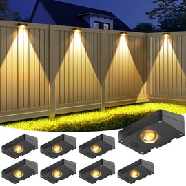 VOLISUN Solar Fence Lights, Fence Lights Solar Powered, IP65 Waterproof LED, 3 Color Temperatures Solar Light for Fence, Yard, Wall, Backyard (8 Pack, Black)