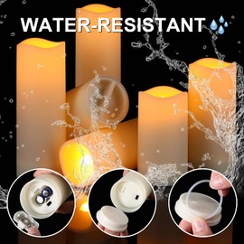 12 Pcs Flameless Pillar Candle for Wedding Battery Operated with 2 Remote Timer 4" 5" 6" 7" Flickering Pillar Led Candles Bulk Ivory Fake Plastic Candles Waterproof Electric Tea Lights Decor