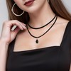 MILAKOO PU Choker with Double Layer Necklace Set Punk Gothic