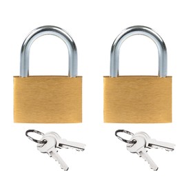 Pack of 2 32mm Iron Padlocks with 6 Keys - Heavy Duty Indoor and Outdoor Padlock for Doors, Sheds, Warehouses, Offices and More, Small Luggage Padlocks with Hardened Steel Shackles