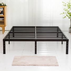 Wulanos King Size Bed Frame, 3500lbs Heavy Duty Metal Frames with Steel Slats Support 14 Inch High Platform Bedframe with Storage, No Box Spring Needed, Sturdy and Durable Noise-Free, Black