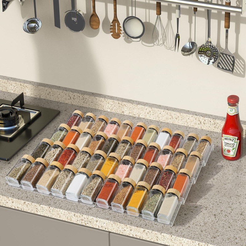 Suneerplay Spice Drawer Organizer 8 Tier, Acrylic Seasoning Organizer Rack,