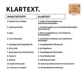 Niyok® 2 in 1 solid shower and care, solid shower gel without palm oil, skin-neutral pH 5.5 vegan plastic-free, like shower soap, organic soap, natural cosmetics, moisturises soft blossom (80 g)