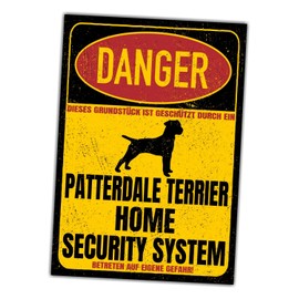 Patterdale Terrier Sign Danger Security System Door Sign Dog Sign