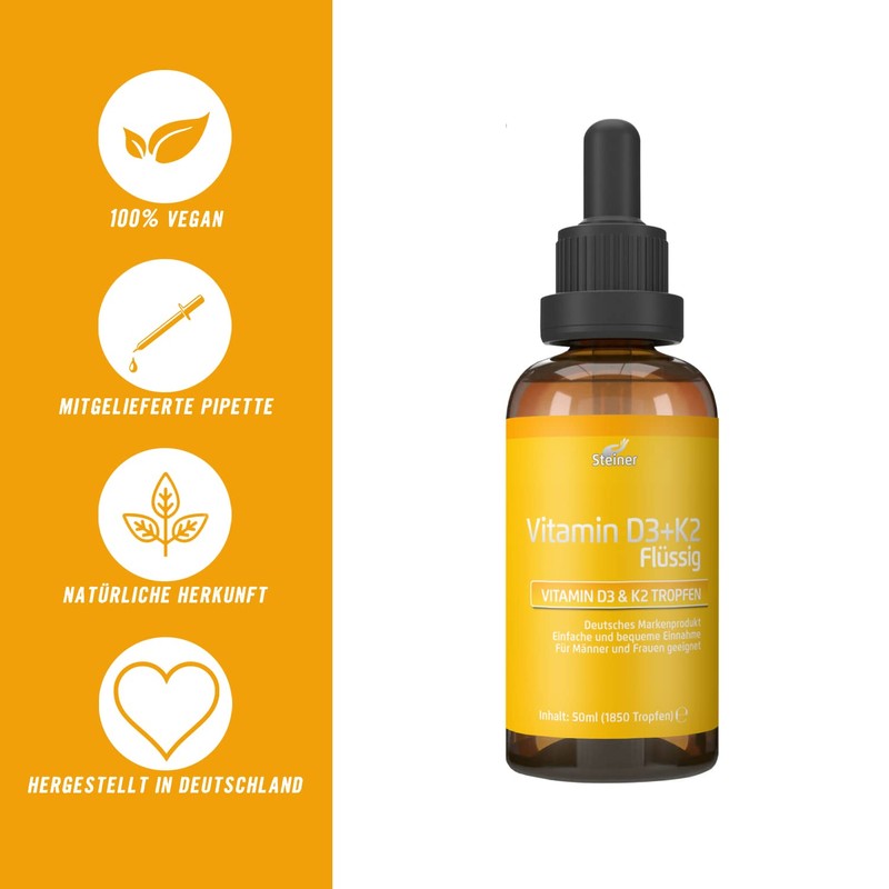 Steiner Vitamin D3 K2 Drops High Dose - 50 ml