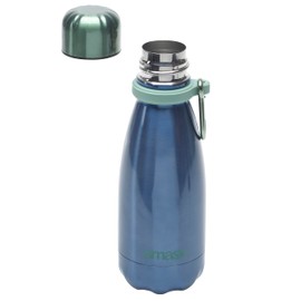 Smash Stainless Steel Single Wall 400ml Water Bottle with Carabiner, Blue Green