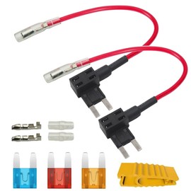 Kiligen 2 Pcs 12V-24V Flat Fuse Holder for Additional Wiring Power Removal Small ATM Ready to Use 3pcs (5A/10A/15A) with Free Fuses