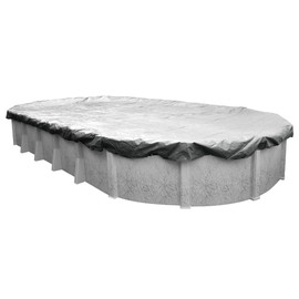 Pool Mate 18 x 24 ft Classic Silver Winter Oval Pool Cover for Above Ground Pools, 4 ft Overlap (22 x 28 ft Cover Size), Solid 8 x 8 Scrim, 2.36 oz/yd2, 10-Year Warranty, Style: 551824-4A