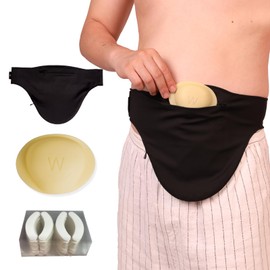 WansMed New Ostomy Belt with Stoma Guard and 50 Pairs of Stickers | Ostomy Bag Covers for Men and Women | Black(L)
