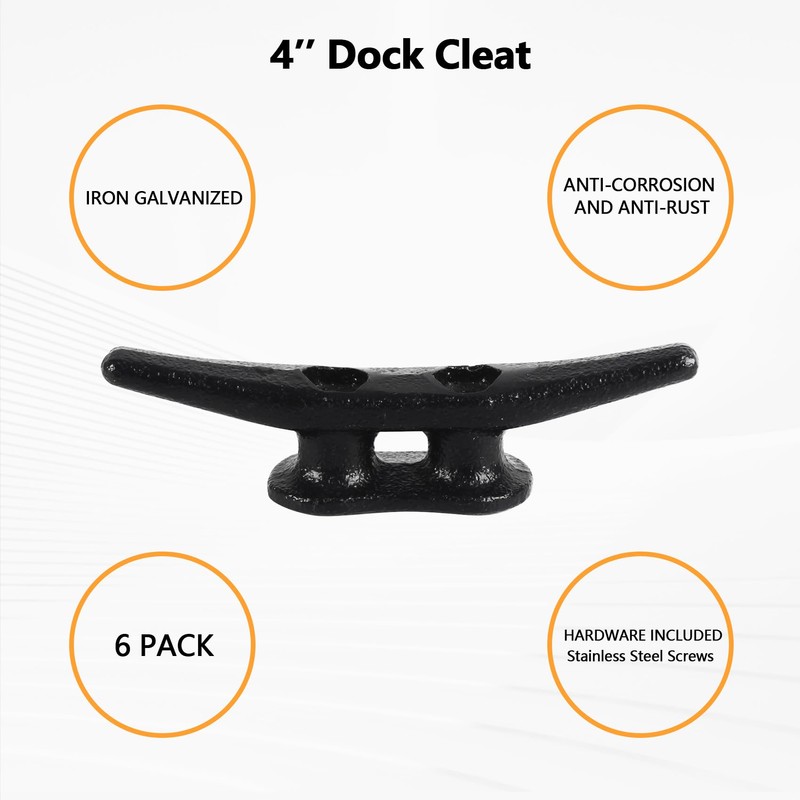 Dock Cleats 4 inch (6 Pack) Boat Dock Cleats with