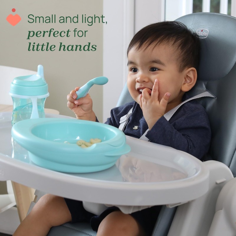 Chicco Small and Lightweight Angled Feeder Spoon, Light Blue with