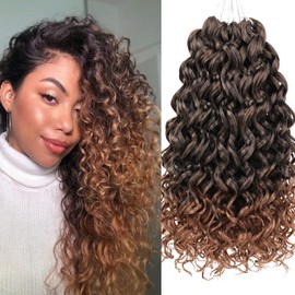 Mscat GoGo Curl au Crochet Cheveux 14 Bouclés au Crochet Cheveux, 8 Packs Ocean Wave au Crochet Cheveux, Ombre Beach Curl Water Wave Deep Twist Extensions de Cheveux au Crochet