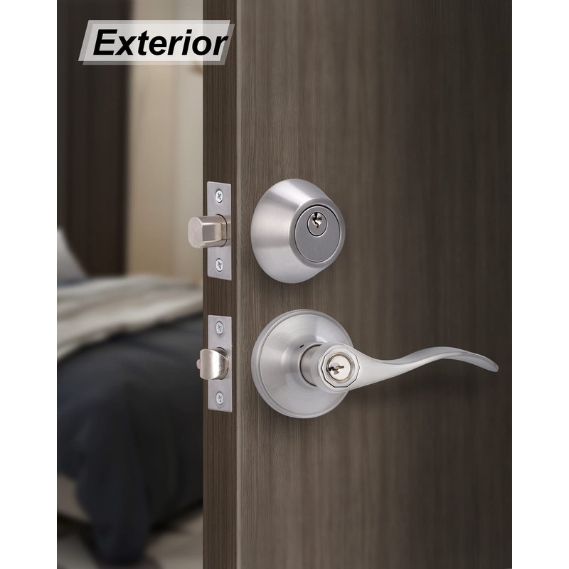 Keyed Alike Front Door Lever Lockset with Single Cylinder Deadbolt