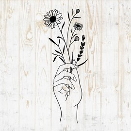 Minimalist Wildflowers Bouquet Quotes Wall Decals - Wildflowers Wall Stickers - Floral Botanical Field Plants - Wall Decor for Girls Room Bedroom Cars Laptop DWSV13343