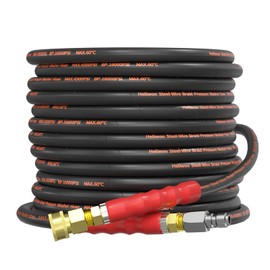 Heliwoo 5/16" Pressure Washer Hose 50 FT, Hot and Cold Water Power Washer Hose Max 140°F, Commercial Industrial Grade Steel Wire Braided Kink Proof Extension Hose with 3/8 Quick Connect 4500 PSI